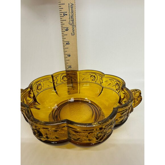 VTG Jeannette Aztec Rose Carnival Glass Candy Dish  2.75"x8.5" Embossed Glass - Picture 7 of 8
